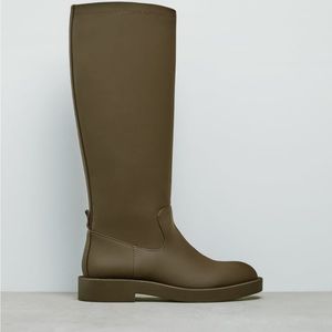 Zara rubberized knee high brown boots